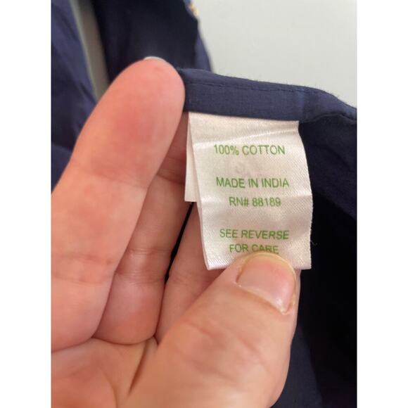 Lilly Pulitzer Navy Cotton Shirt Dress, roll tab sleeves Women’s Large - Picture 7 of 8